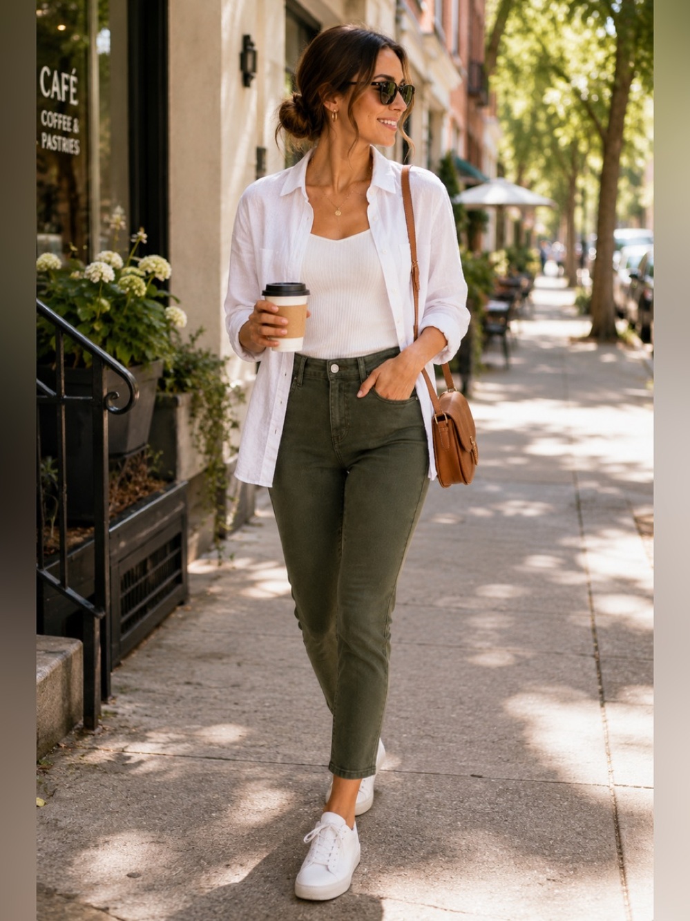 Everlane The Slim Leg Crop Jeans Olive Green High Rise Stretch Denim Size 0